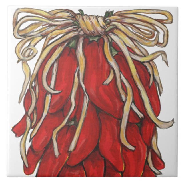 Carreau Sud-Ouest du Chili Chili Ristra Top Tile House #s (Devant)