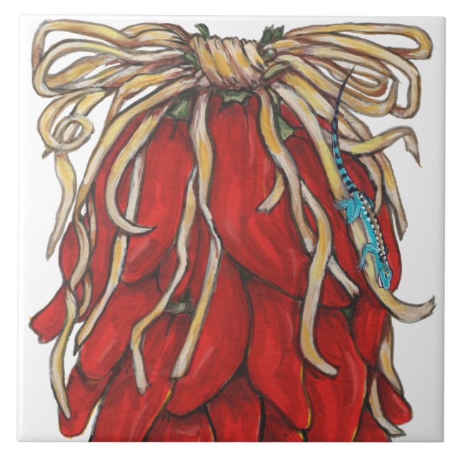 Carreau Sud-Ouest Lizard Red Chili Pepper House # Top (Devant)