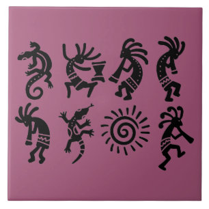 Carreau Sud-ouest Petroglyph Kokopelli Magenta