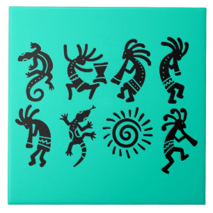 Carreau Sud-ouest Petroglyph Kokopelli Turquoise