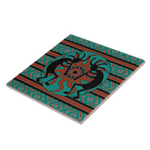 Carreau Sud-ouest tribal de Kokopelli Sun de turquoise