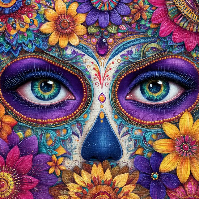 Carreau Sugar Skull Lady Face Day Of The Dead Ceramic Tile (Créateur téléchargé)