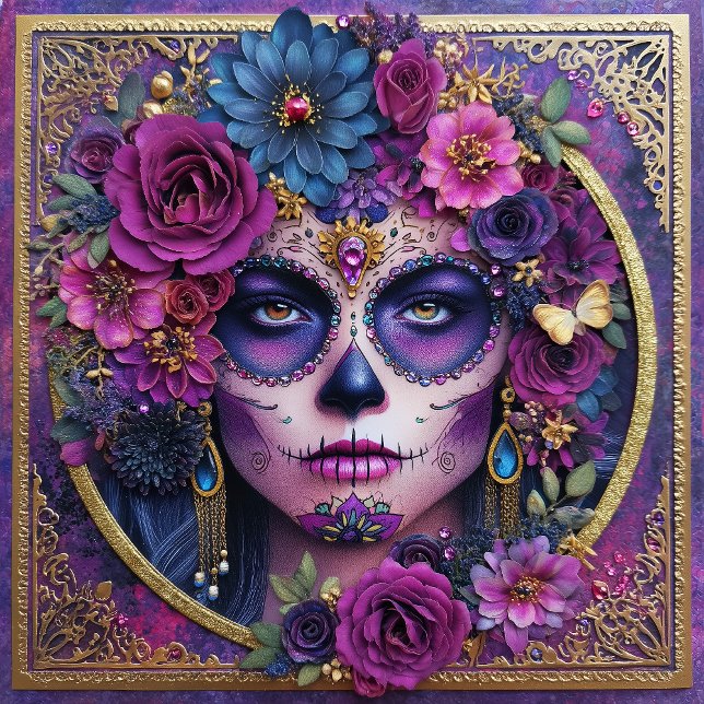 Carreau Sugar Skull Woman Day Of The Dead Ceramic Tile (Créateur téléchargé)