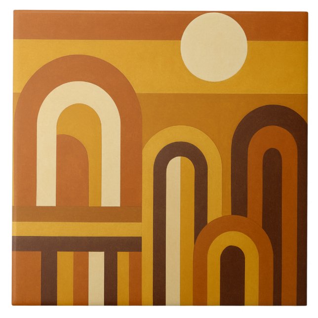 Carreau Sun and Arches Mid Century Modern Geometric Design (Devant)