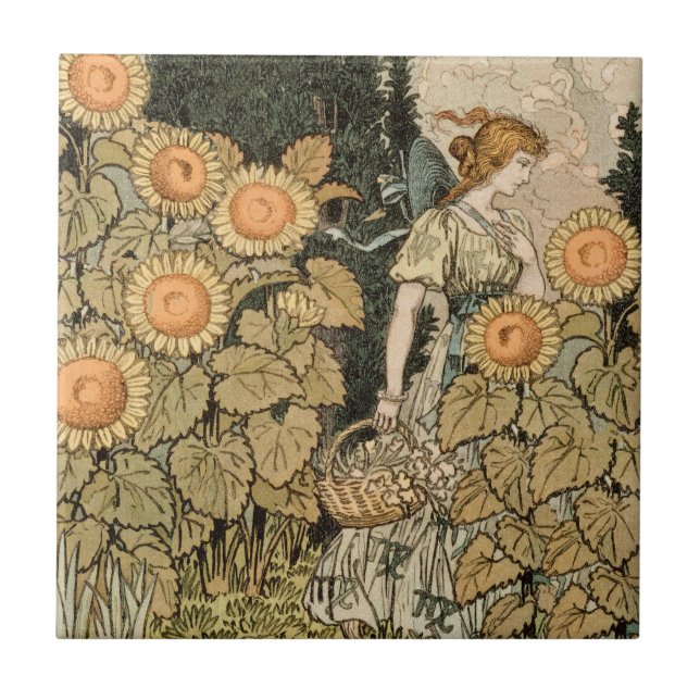 Carreau Sunflower Art Nouveau Jardin Grasset Femme (Devant)
