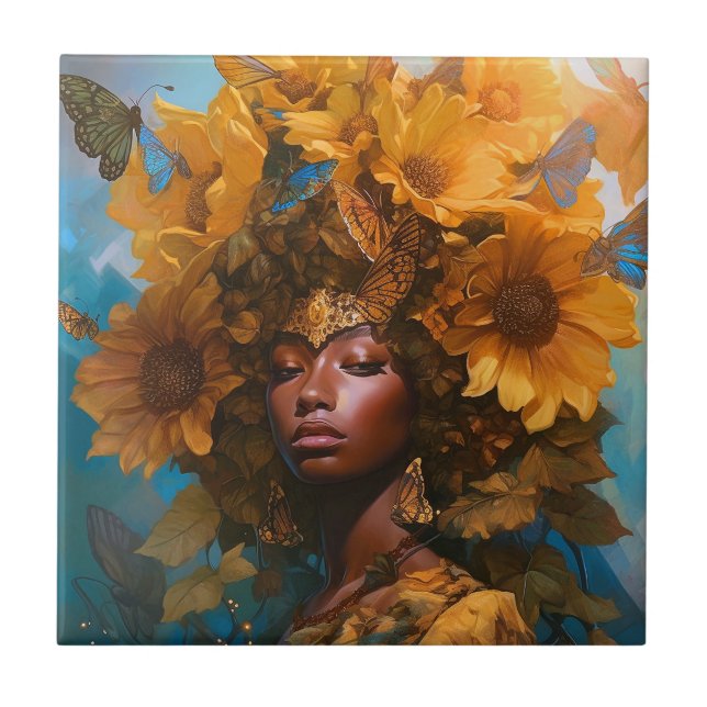 Carreau Sunflower Goddess Art Imaginaire (Devant)