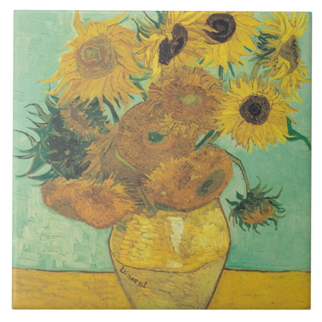 Carreau Sunflowers par Vincent Van Gogh (Devant)