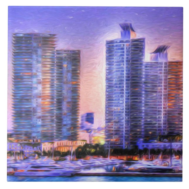Carreau Sunrise de Miami Skyline (Devant)