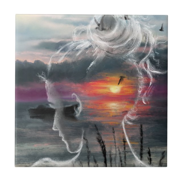 Carreau Sunrise Lady - Nature - Peinture d'art originale (Devant)