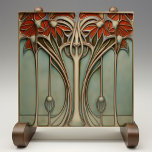 Carreau Sunset Flourdissant Art Nouveau<br><div class="desc">Laissez-vous bercer par le charme luxuriant et romantique de l'époque Art Nouveau grâce à ce carrelage en céramique exquis. Un quatuor de fleurs aux teintes rayonnantes d'orange et de terre cuite se déploie élégamment sur fond de sauge douce et de vert eucalyptus. La fluidité de leurs tiges, soulignée par des...</div>