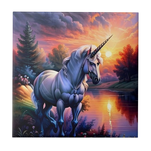 Carreau Sunset Lake River Unicorn Seven (Devant)
