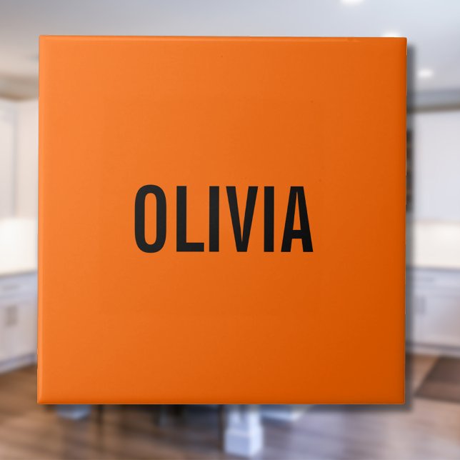 Carreau Sunset Orange Nom moderne | Minimaliste tendance (Créateur téléchargé)