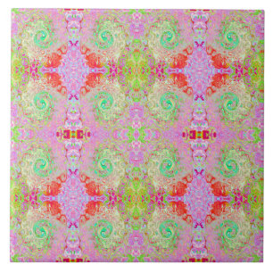 Carreau Super Abstrait Retro Pastel Green Liquid Swirl