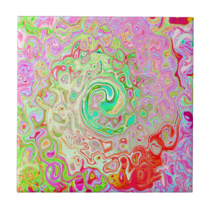 Carreau Super Abstrait Retro Pastel Green Liquid Swirl