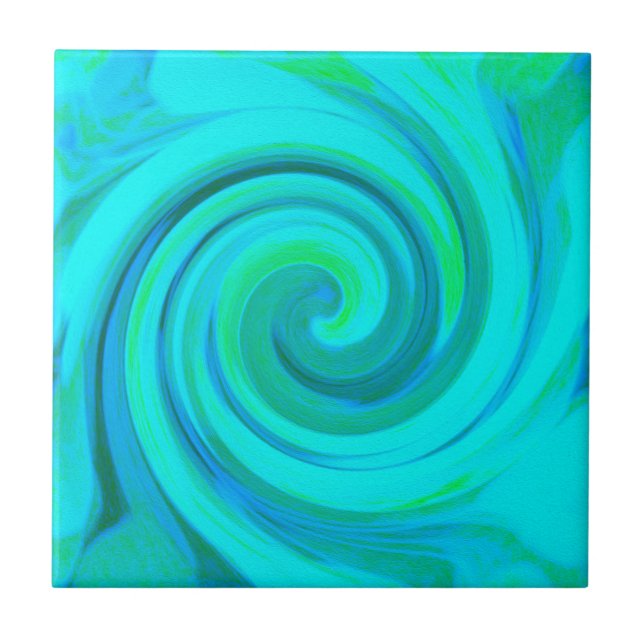 Carreau Super Cool Abstrait Aqua Liquid Art Swirl (Devant)