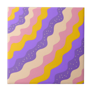 Carreau Super de rayure céleste jaune violet Abstraite