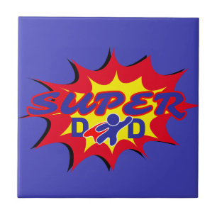Carreau Super Hero Papa Fête des pères de livre comique
