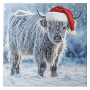 Carreau Super mignonne Highland Calf neige de Noël