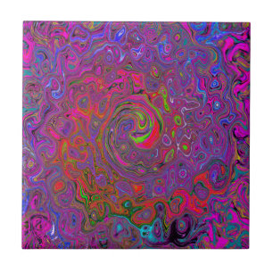 Carreau Super psychédélique Magenta Retro Liquide Swirl