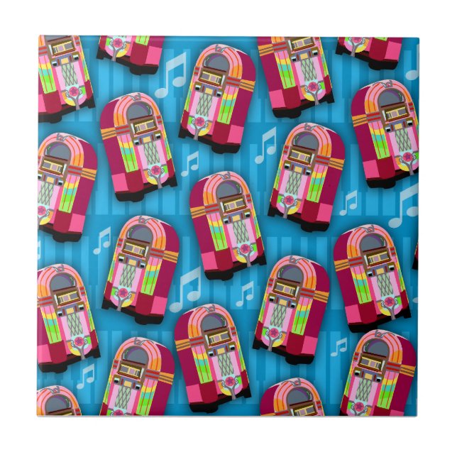 Carreau Super Retro Cute Jukebox Neon Fun Time (Devant)