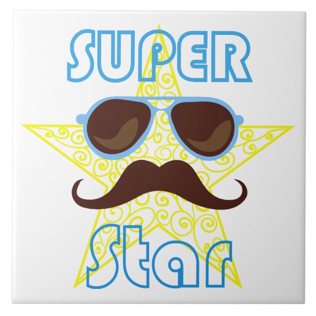 Carreau Super Star avec lunettes de soleil et moustache (Devant)