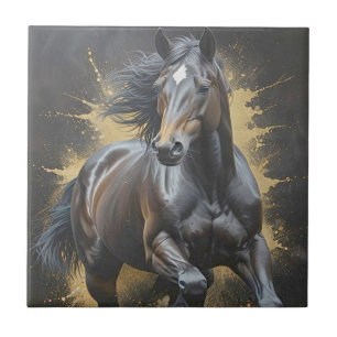 Carreau superbe cheval noir groovy
