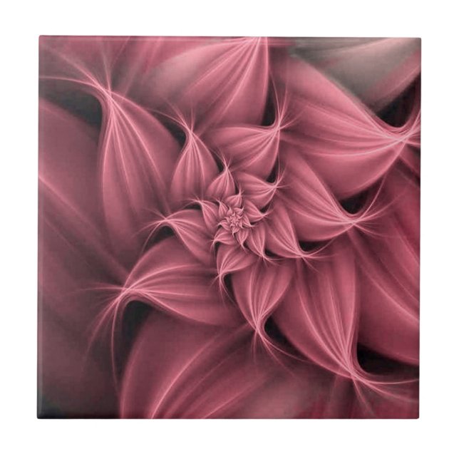 Carreau Superbe Fleur Rose Fractale (Devant)
