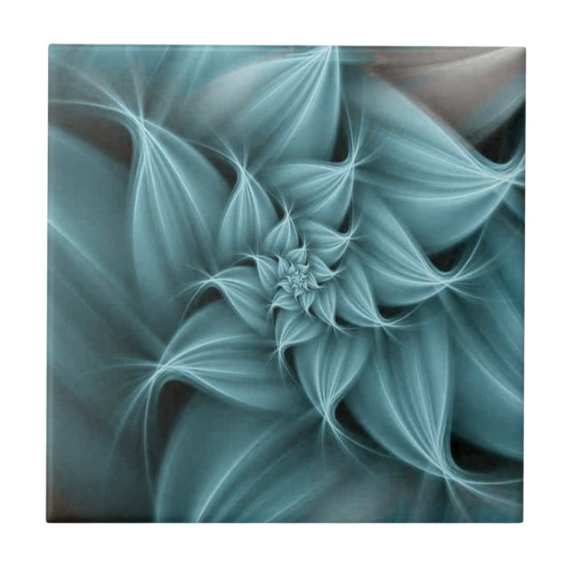 Carreau Superbe fleur turquoise fractale  (Devant)
