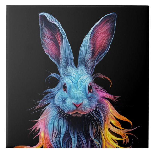 Carreau Superbe Lapin Bleu en feu (Devant)