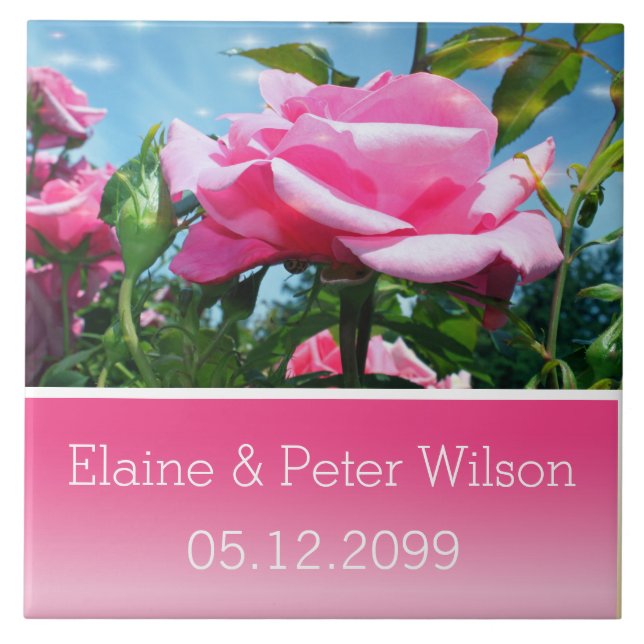 Carreau Superbe rose rose fleurs mariage anniversaire (Devant)