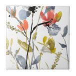 Carreau Superposition de fleurs - Aquarelle Fleurs et tige<br><div class="desc">Flower Overlay II par Jennifer Goldberger. Présente des fleurs et des tiges dans un style aquarelle.</div>