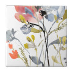 Carreau Superposition de fleurs - Aquarelle Fleurs pastel<br><div class="desc">Superposition de fleurs I par Jennifer Goldberger. Fleurs et tiges dans un style aquarelle,  principalement avec des couleurs claires.</div>