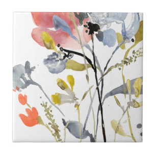 Carreau Superposition de fleurs - Aquarelle Fleurs pastel