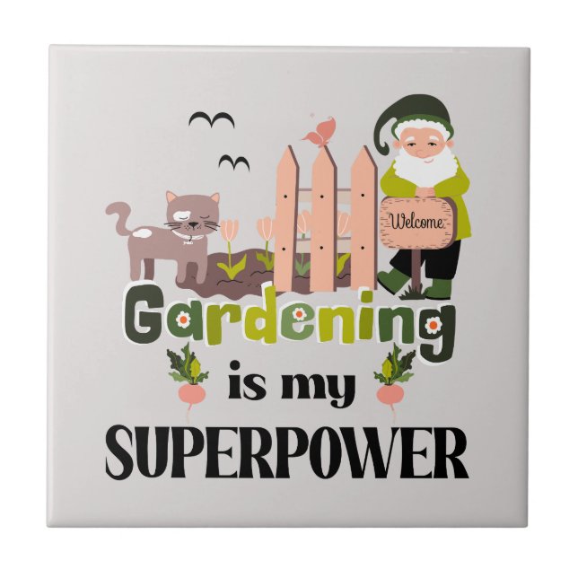 Carreau Superpuissance du jardin, jardinier mignon (Devant)
