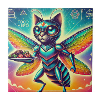 Carreau Superstar de l'Héros alimentaire des insectes chat