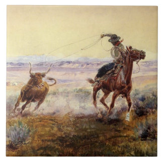 Carreau "Sur l'étang" de Charles M Russell