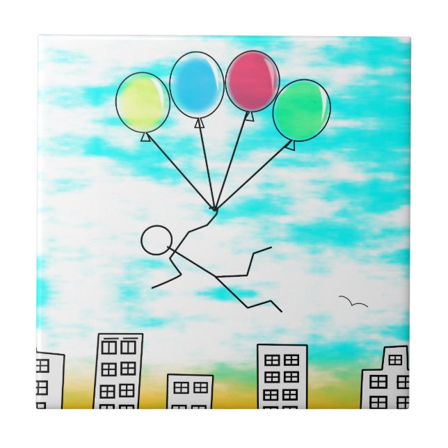 Carreau Survoler La Ville Avec Des Ballons (Devant)