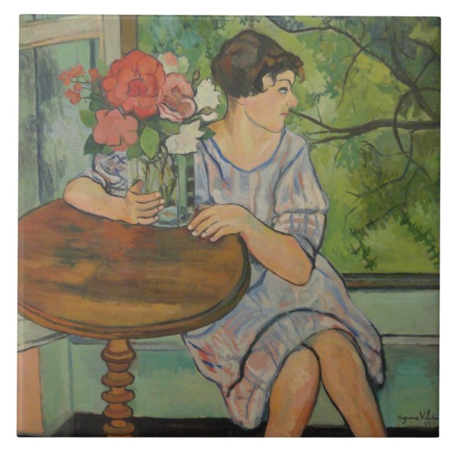 Carreau Suzanne Valadon Jeune fille devant une fenêtre (Devant)