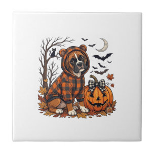 Carreau Sweat à capuche carreauté chien Boxer Halloween Ci