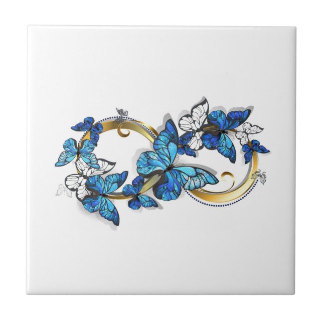 Carreau Symbol Infinity of Blue Morpho Butterflies (Devant)