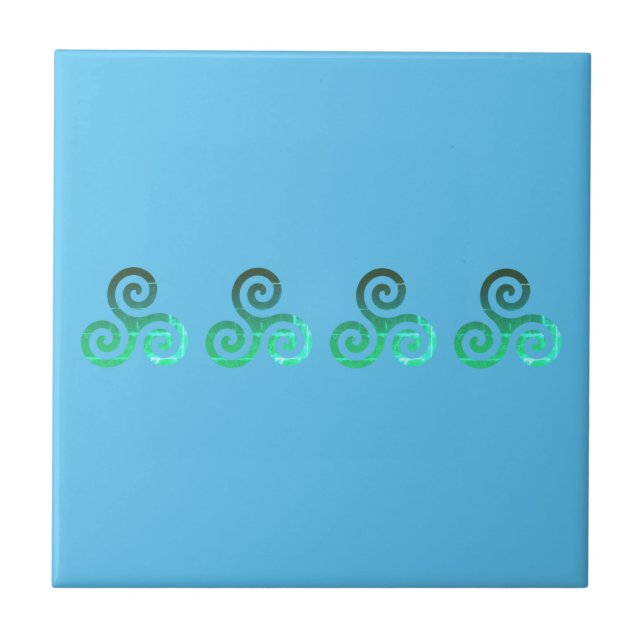 Carreau Symbole celtique antique Triskele vert Sky Blue (Devant)
