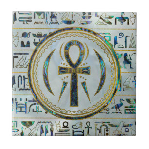 Carreau Symbole croisé d'Ankh d'Egyptien de Shell d'ormeau