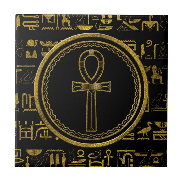 Carreau Symbole croisé d'Ankh d'Egyptien d'or (Devant)