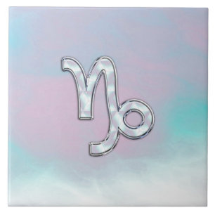 Carreau Symbole de Capricorn Zodiac on Mother of Pearl Dec