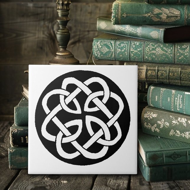 Carreau Symbole de cercle en entrelacs celtique noir et bl (Créateur téléchargé)