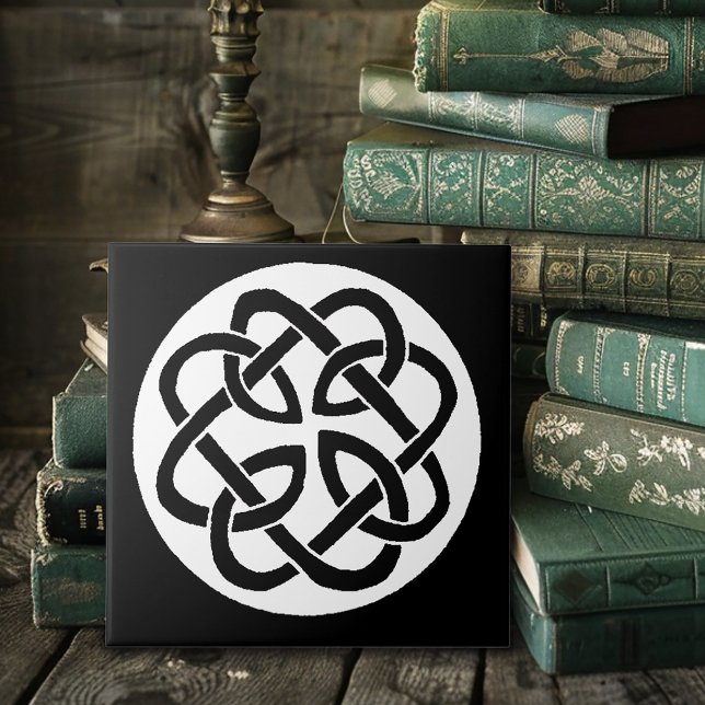 Carreau Symbole de cercle en entrelacs celtique noir et bl (Créateur téléchargé)