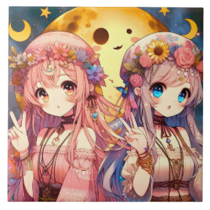 Carreau SYMBOLE DE LA FEMME Anime Hippie Lune Filles Donne
