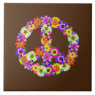 Carreau SYMBOLE DE LA PAIX Floral en Brown