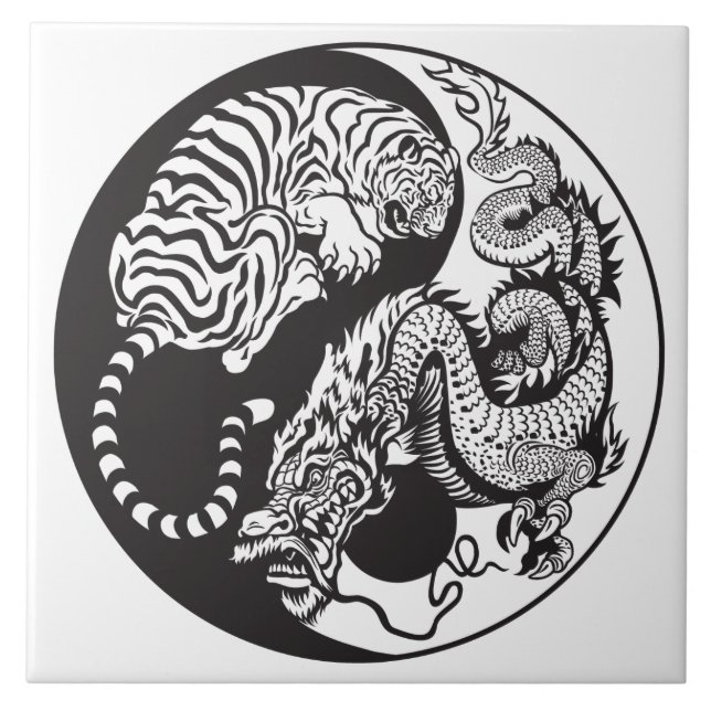 Carreau symbole de yang de yin de dragon et de tigre (Devant)