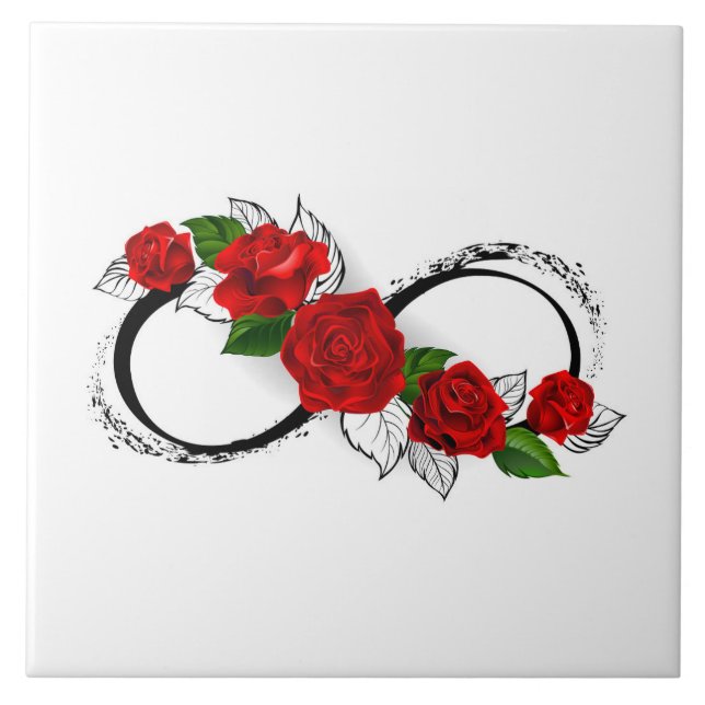 Carreau Symbole d'infini avec des roses rouges (Devant)